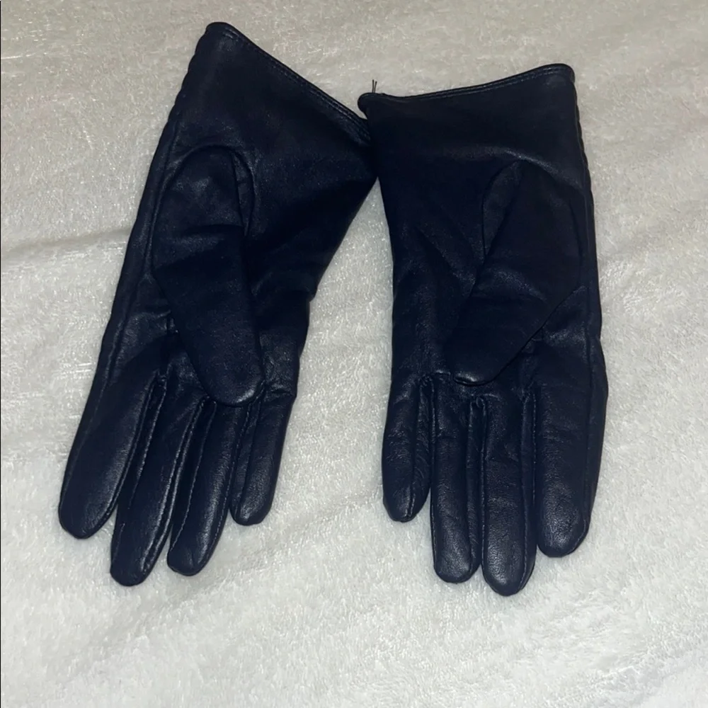 Karen Millen Navy Blue Leather Gloves